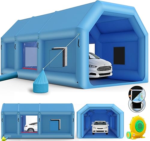 Cabina de pintura inflable, cabina de pulverización inflable de 26 x 13 x 10 pies con soplador de 950 W y sistema de filtro de aire, tienda de