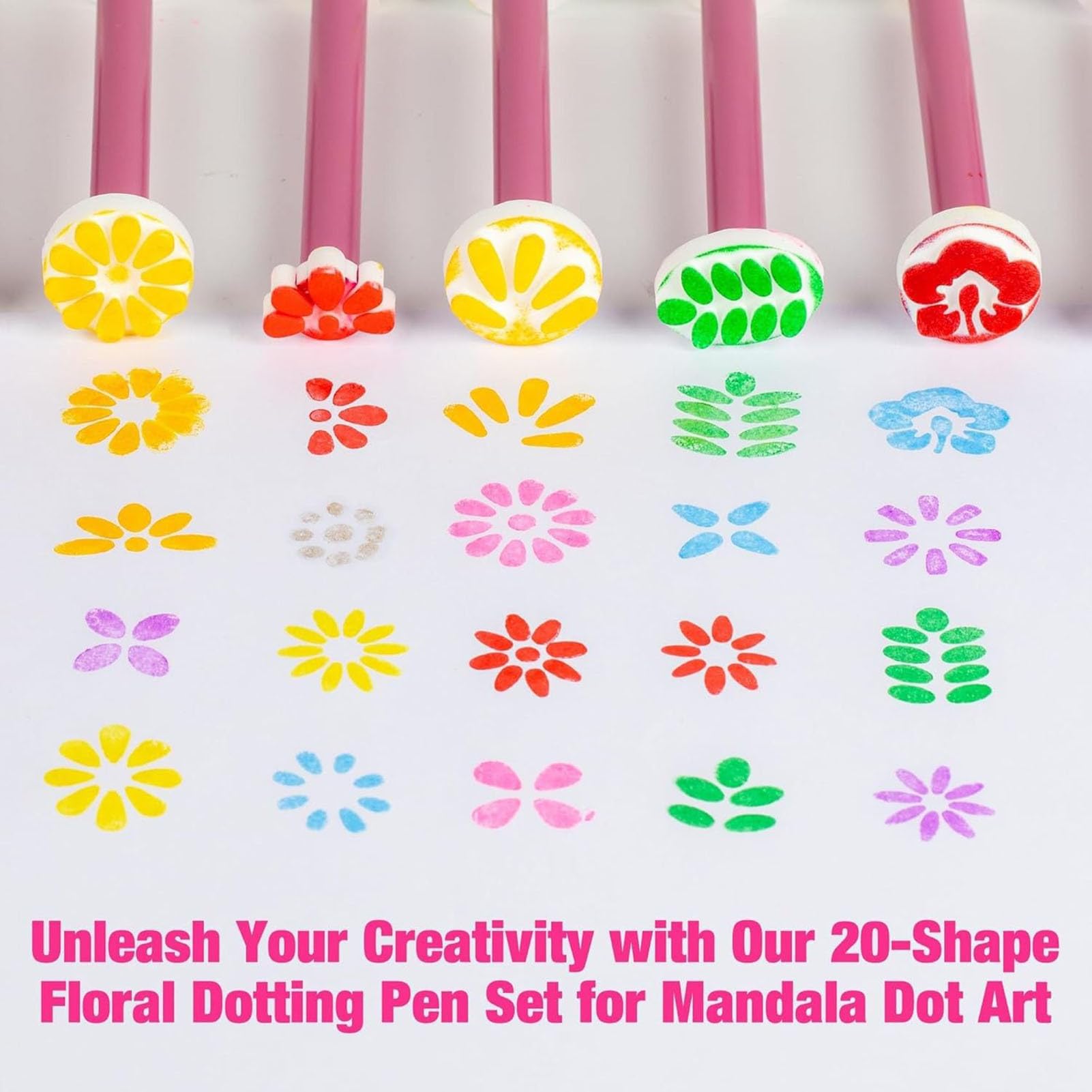 Strumento a petali di fiori per pittura a punti, 20 pezzi di forniture per goffratura, 1 set, kit di penne per puntini, strumenti per pittura a puntini, artigianali precisi, per biglietti