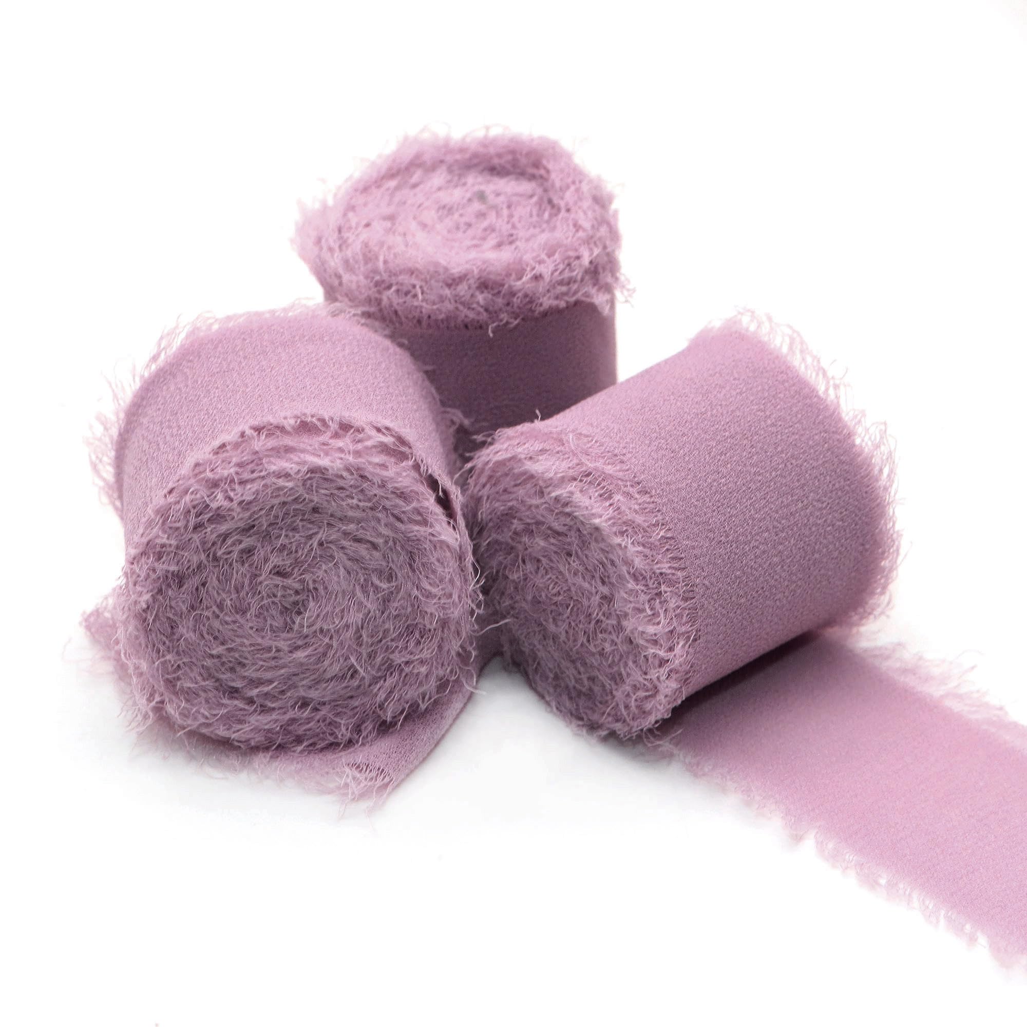 David accessories Handgefertigtes Chiffon-Seidenband, 5,1 cm x 12,7 m, ausgefranste Kanten, Bänder-Set für Hochzeitseinladungen, Brautsträuße, Geschenkverpackungen, Bastelarbeiten (Deep Rose, 5,1 cm)
