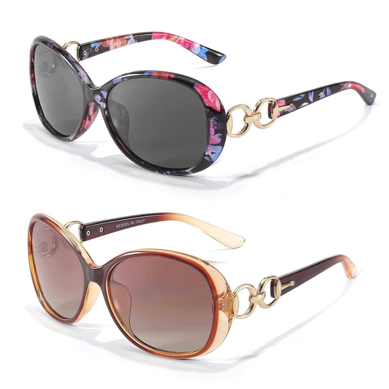 LVIOE 2P Sonnenbrille Damen Übergröße Stilvoller UV-Schutz mit polarisierten Gläsern für Außenaktivitäten