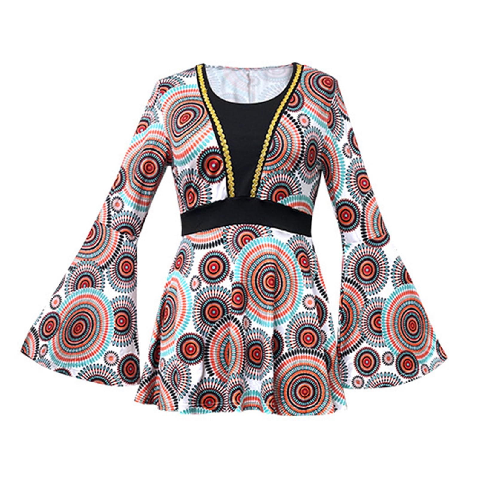 Karneval KostüM Damen Disco-Hippie-Kostüm für Paare Boho-Jumpsuit mit ausgestelltem Rock Retro-Party-Outfit für Festivals Cosplay