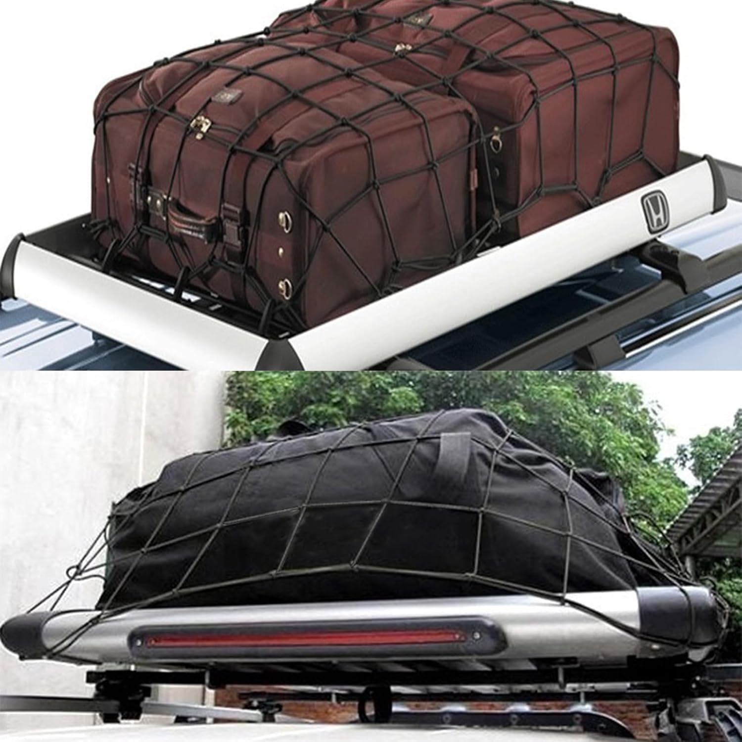Heavy Duty Cargo Net for Truck, 4’x3’ (Stretches to 8' x 6') Latex Bungee Mesh Net with 12pcs Hooks Holds Small and Large Loads for SUV Car Storage