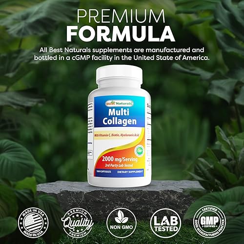 Vista 5 de Best Naturals Multi Collagen Pills 2000mg for Women & Men - Hydrolyzed Collagen Peptides Capsules for Hair Skin and Nails with Types I II III V X