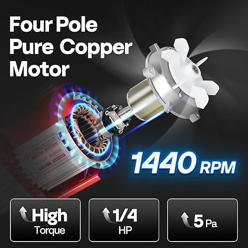 Miniatura 2 de VIVOHOME Bomba de vacío de paletas rotativas HVAC de una etapa de 110 V 14 HP 3.5 CFM y manómetro de CA de 3 vías con mangueras de 4 pies y