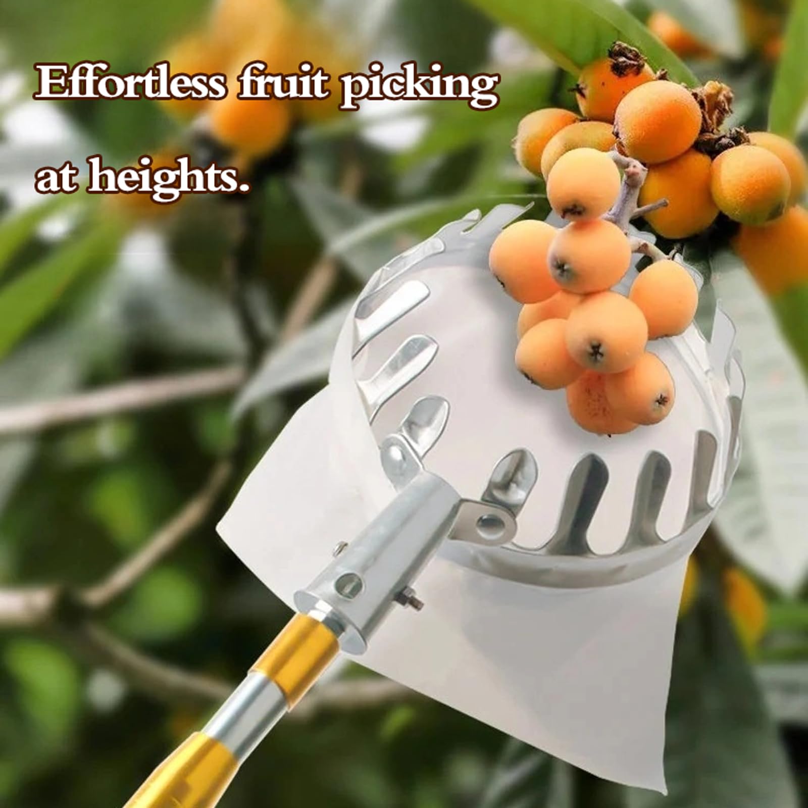 Attrezzo Raccogli Frutta,Raccogli Frutta da Albero,Raccoglifrutta Telescopico Inox,Asticcio Raccoglifrutta Telescopico,Facile da Montare,per Raccogliere Fruttas da Luoghi Alti