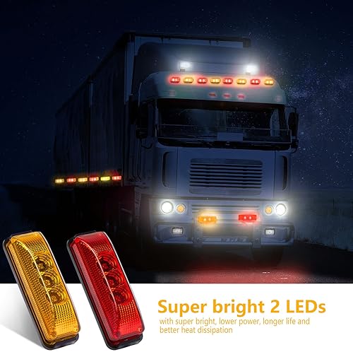 Miniatura 6 de Yahenda 20 piezas de 39 pulgadas 3 luces LED de marcador de remolque impermeables LED para remolque luz de marcador lateral rectangular luces de