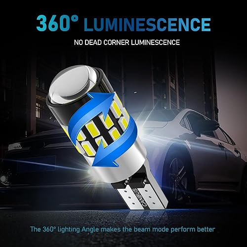 Miniatura 4 de 2 bombillas LED superbrillantes para automóvil, luces de matrícula de aluminio de 360 grados, 7000 K T10 sin polaridad, luz de marcha atrás para la