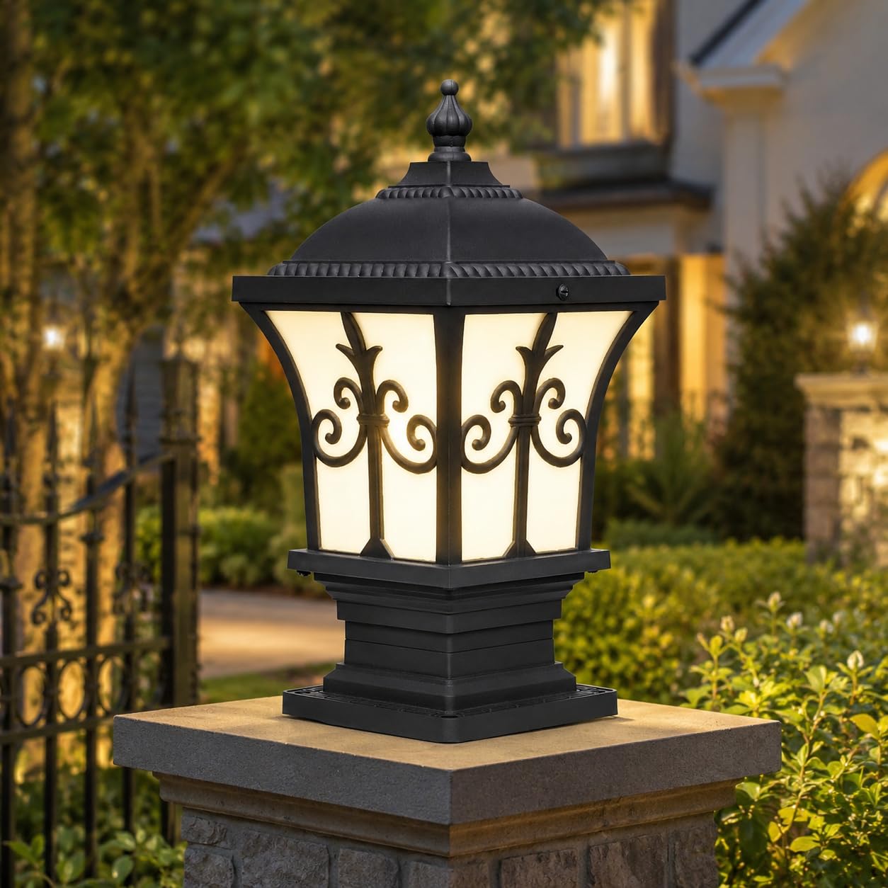 Azurite outdoor Aluminium dai casting piller gate lamp waterproof unbreakable B-22 holder, exterior beautiful grey outdoor boundary gate lamp(Include bulb) pack of 1-image-33