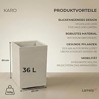 Plastový kvetináč Lamela s kolieskami 60 cm, 36 l, béžový, so vzhľadom dreva 2