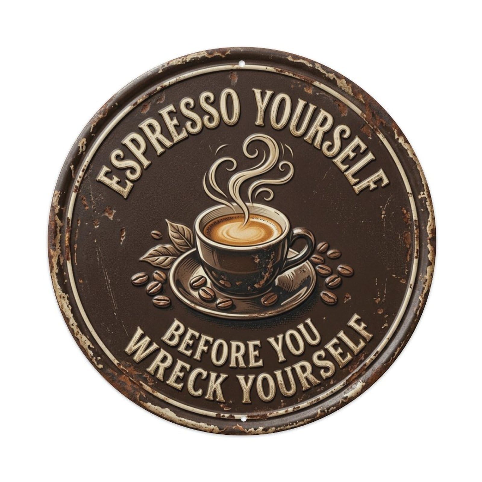 Espresso Shot Morning Kitchen Vintage Metal Tin Sign Plaque Wall Decor for Cafe, Club Bar, Office, Garden Metal Poster 8x8Inch