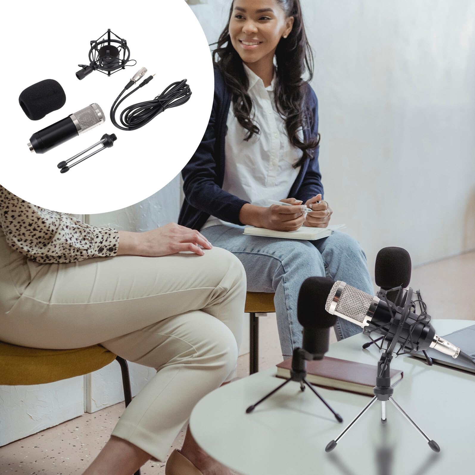 Microfono Condensatore con Cavo per Casa Kit Completo per Ktv e Registrazione Suono Pieno e Nitido Leggero e Facile da Usare