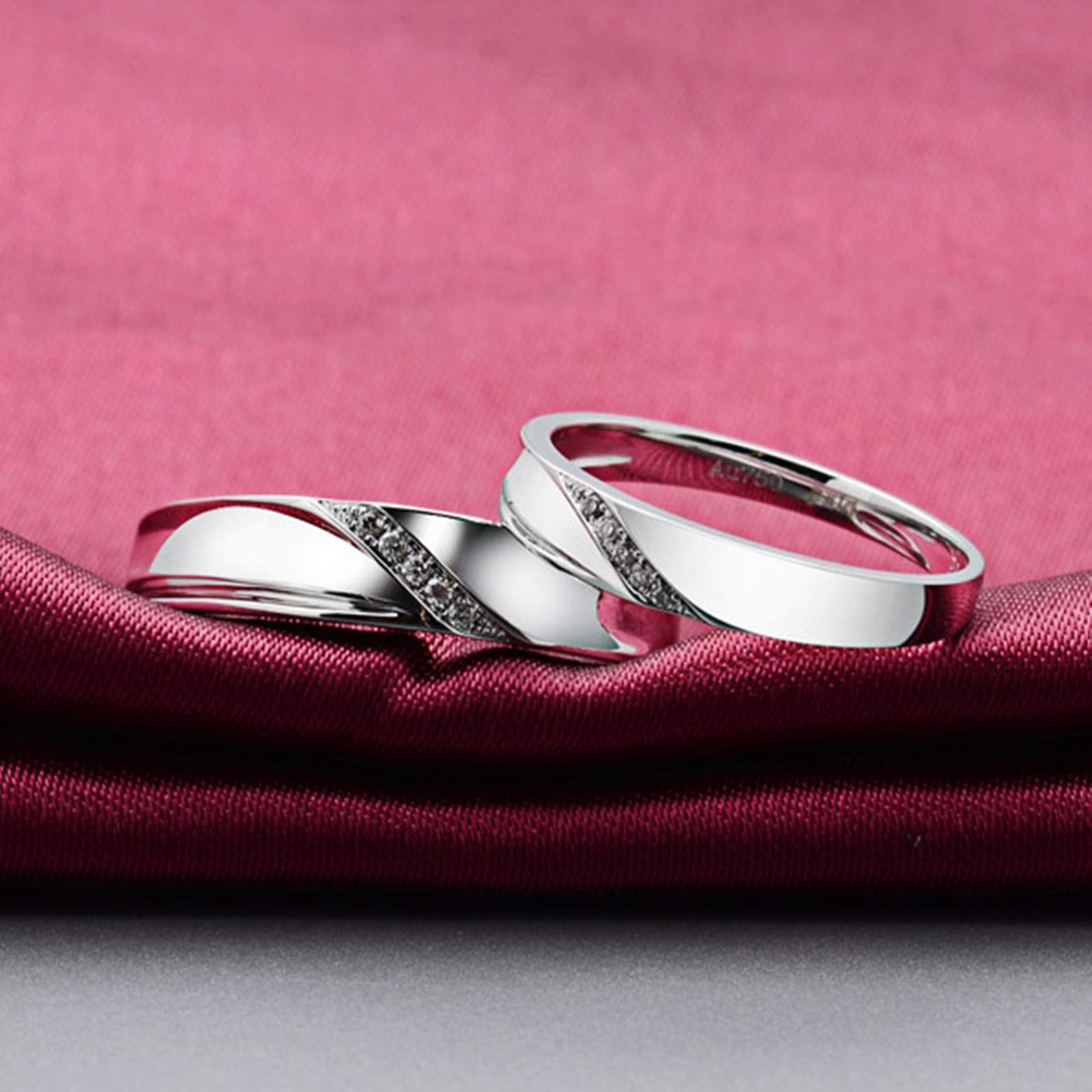 Daesar Pierścionek zaręczynowy 18 K białe złoto pierścionek dla kobiet i mężczyzn pary pierścionki obietnica rozrywki opaska diamentowe pierścionki mężczyźni i kobiety pierścionek rocznicowy białe złoto e 18-karatowe białe złoto, colore: Biały Złoty, cod.