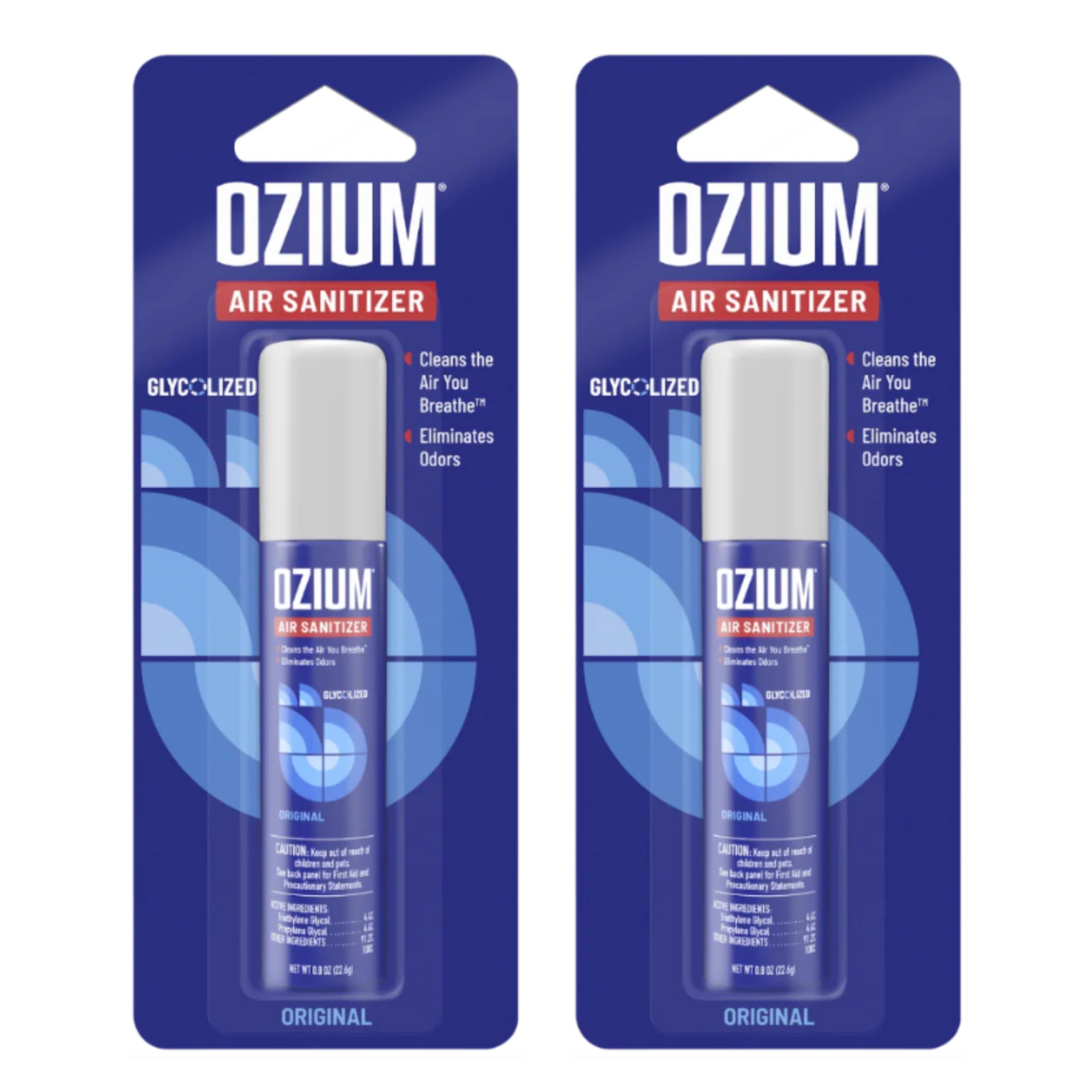 Ozium 0.8 oz. Air Sanitizer & Odor Eliminator for Homes, Cars, Offices and More, Original Scent, Pack of 2