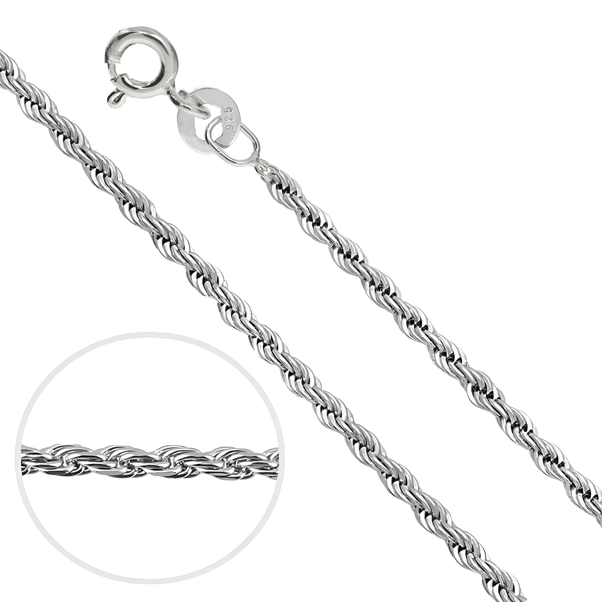 Designer Inspirations Boutique Collana in argento Sterling 925 da 1,5/2/2,4/3,5 mm, unisex, da donna, uomo, 16 18 20 22 24 26 28 30 81,3 cm, 20 inch, Metallo