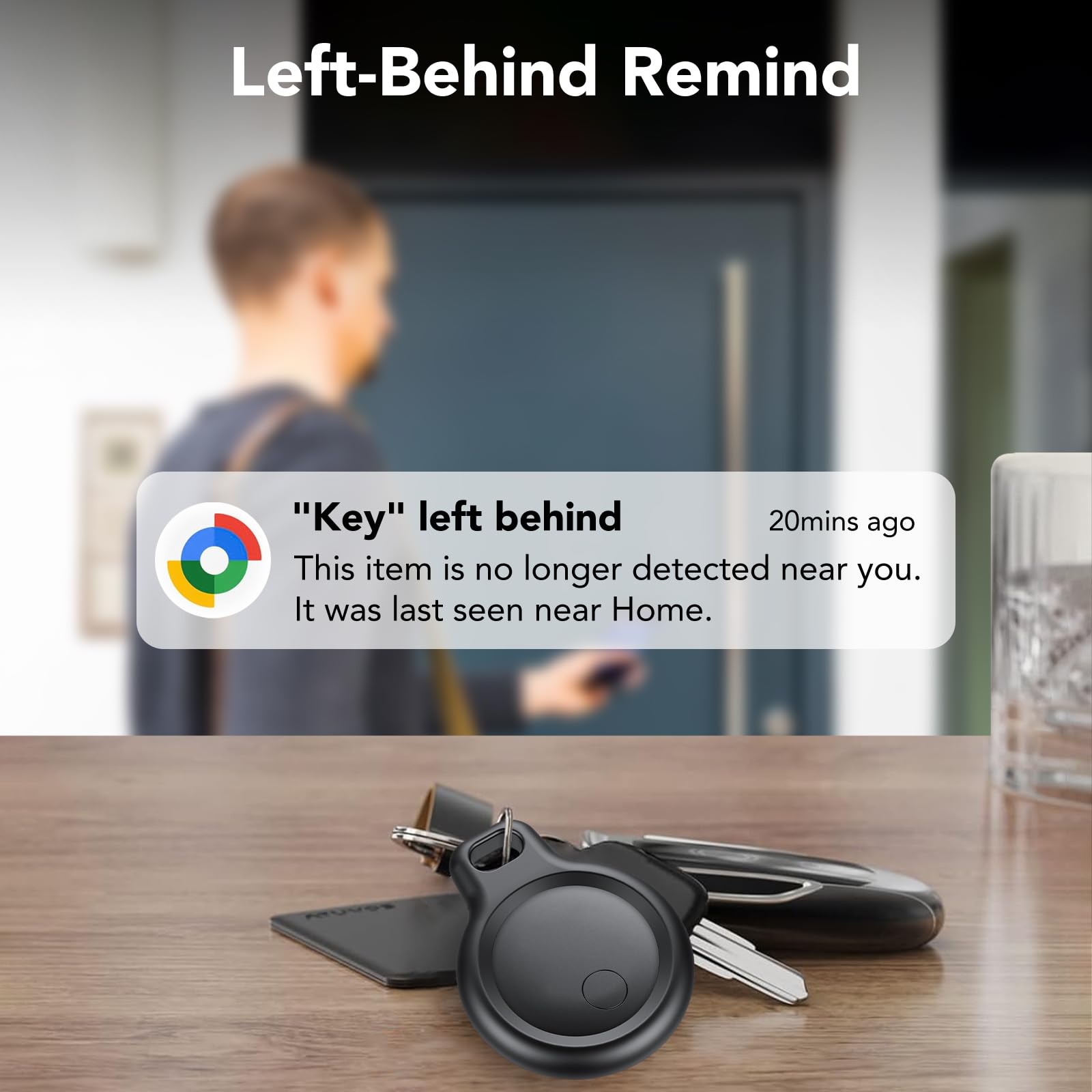 Android Smart Tag, Tracker con Google's Find Hub (Solo Android), IP68 Impermeabile, Bluetooth Localizzatore con Custodia Protettiva, Trova Oggetti per Chiavi/Bagagli/Portafogli, 4 Nero