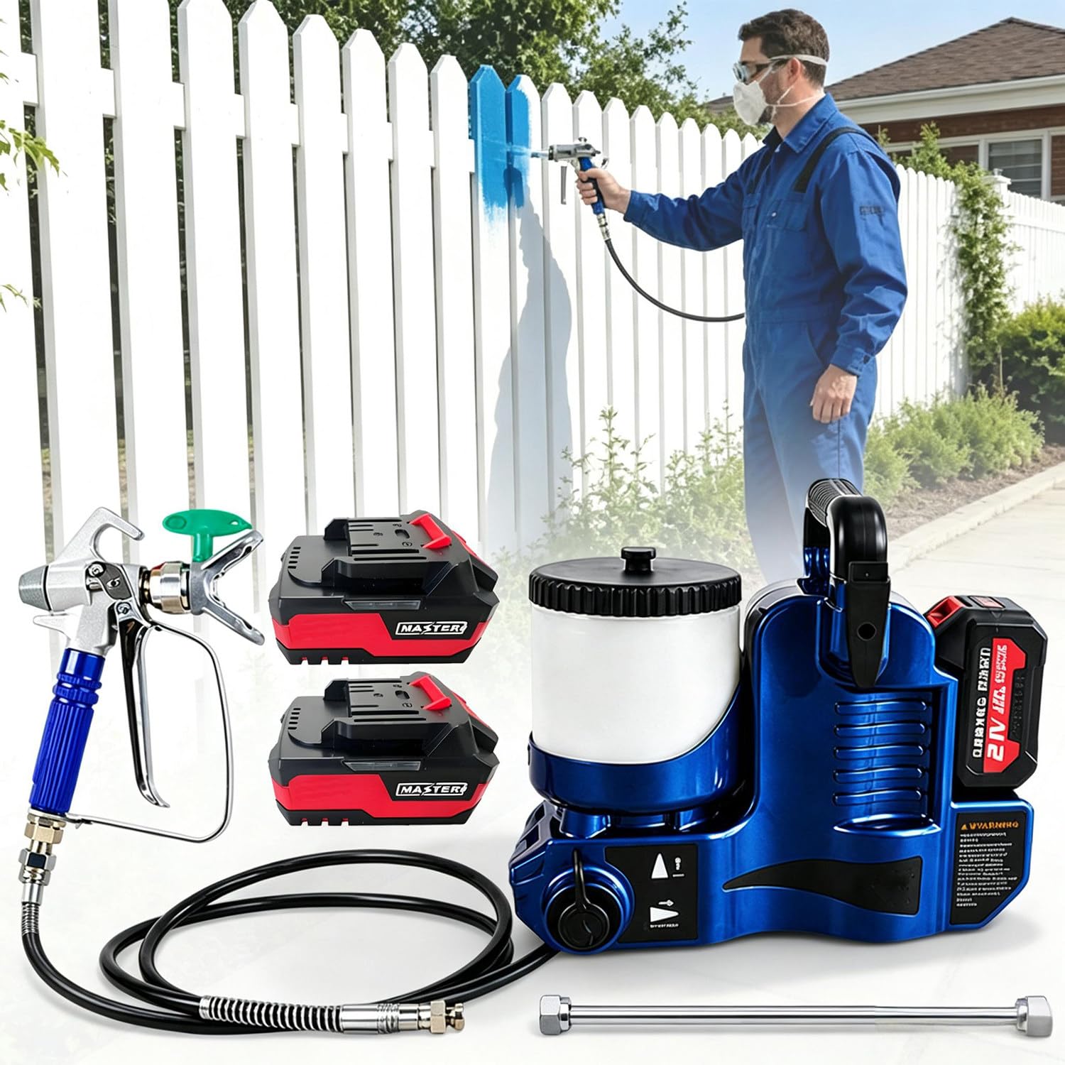 Pulverizador de pintura de 12.5 Mpa con depósito de 1.2 L y presión ajustable en 6 niveles