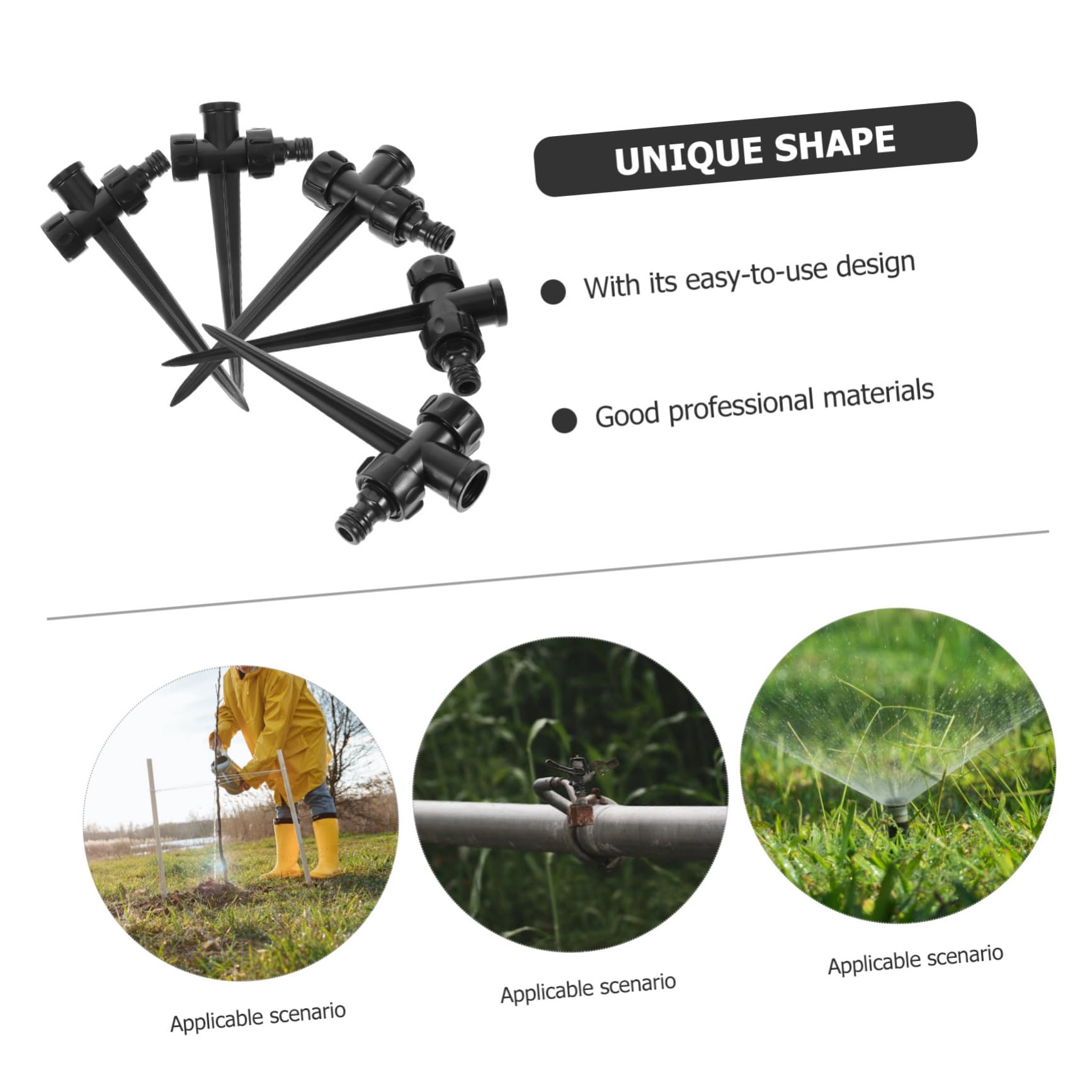 Abaodam 5 Set Sprinkler Rotante Automatico Spruzzatore Da Giardino Palo Dell'irrigatore Multi Dispositivi Di Irrigazione Delle Piante Fornitura Giardino Prato Alto Plastica Nero 5 Pezzi*5