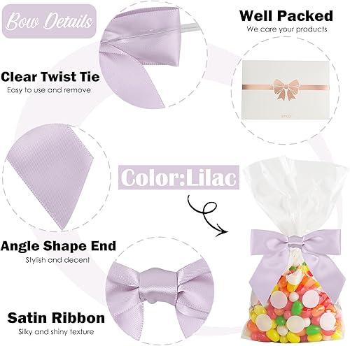 Vista 208 de AIMUDI Lazos giratorios para bolsas de golosinas de 3.5 pulgadas, lazos de satén azul turquesa para manualidades, lazos prefabricados con lazos Azul