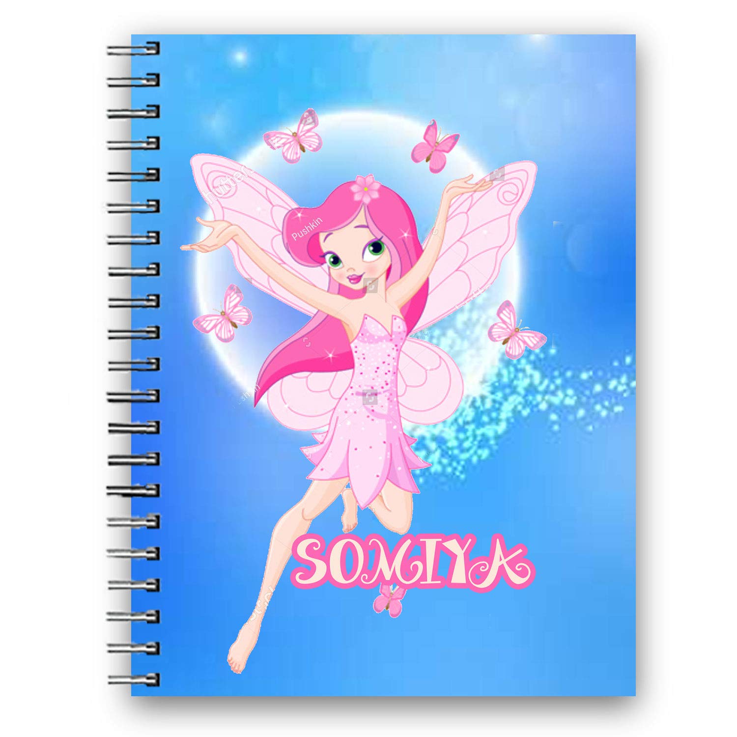Customized Wiro Diary/Notebook A6 - Fairy - Personalize with Name/Quote/Design - Printed Front Cover With Matte Lamination - 40 pages, 80 sides - Multi Color - Mom's Charm