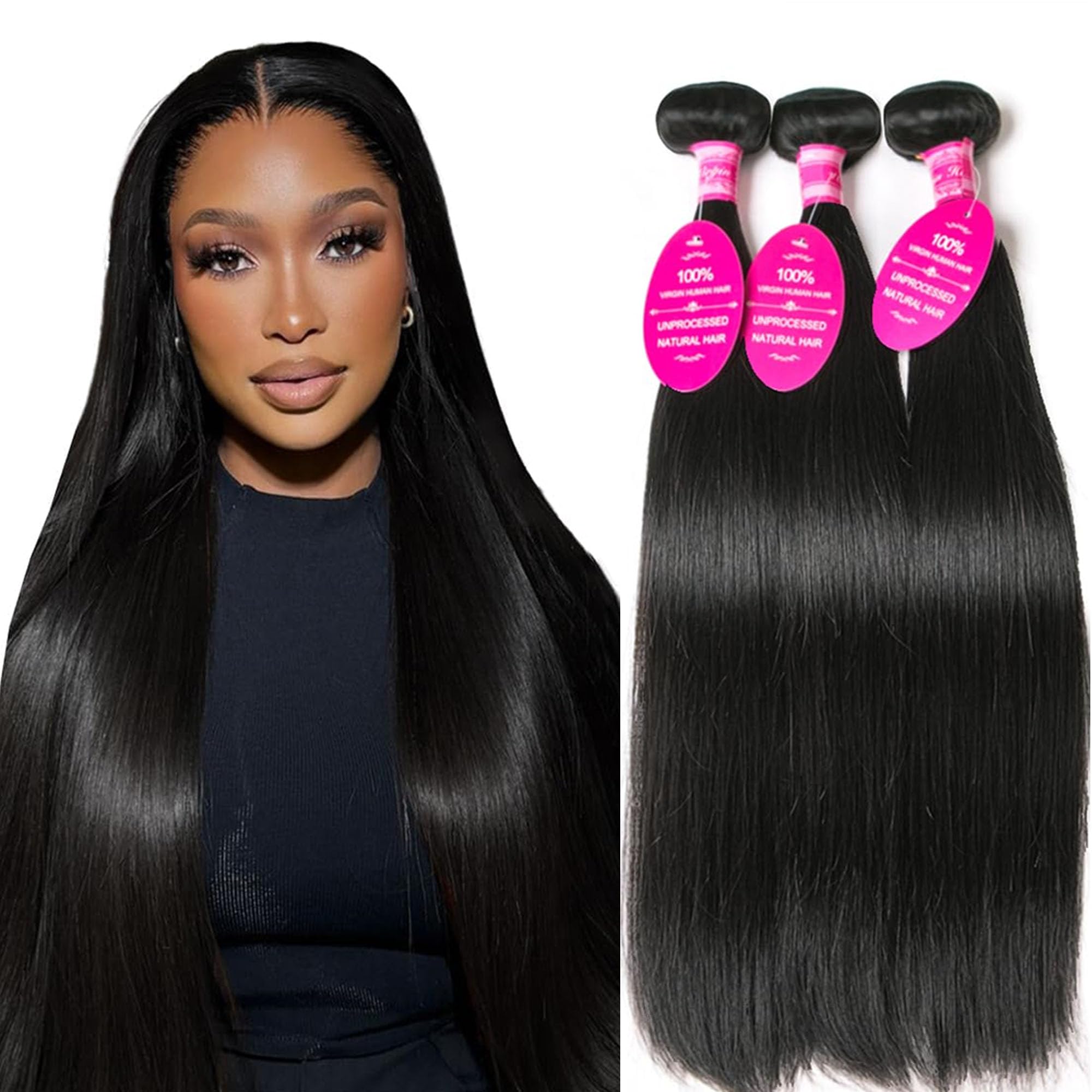 12A Brazilian Straight Human Hair Bundles 18-22 Inches 300g Sew In Extensions Most Affordable 12A Brazilian Virgin Human Hair Straight  main image 2