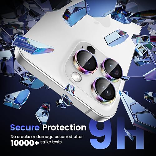 Miniatura 5 de Tensea Protector de lente de cámara para iPhone 15 ProiPhone 15 Pro Max, protector de pantalla de vidrio templado 9H, anillo individual de metal