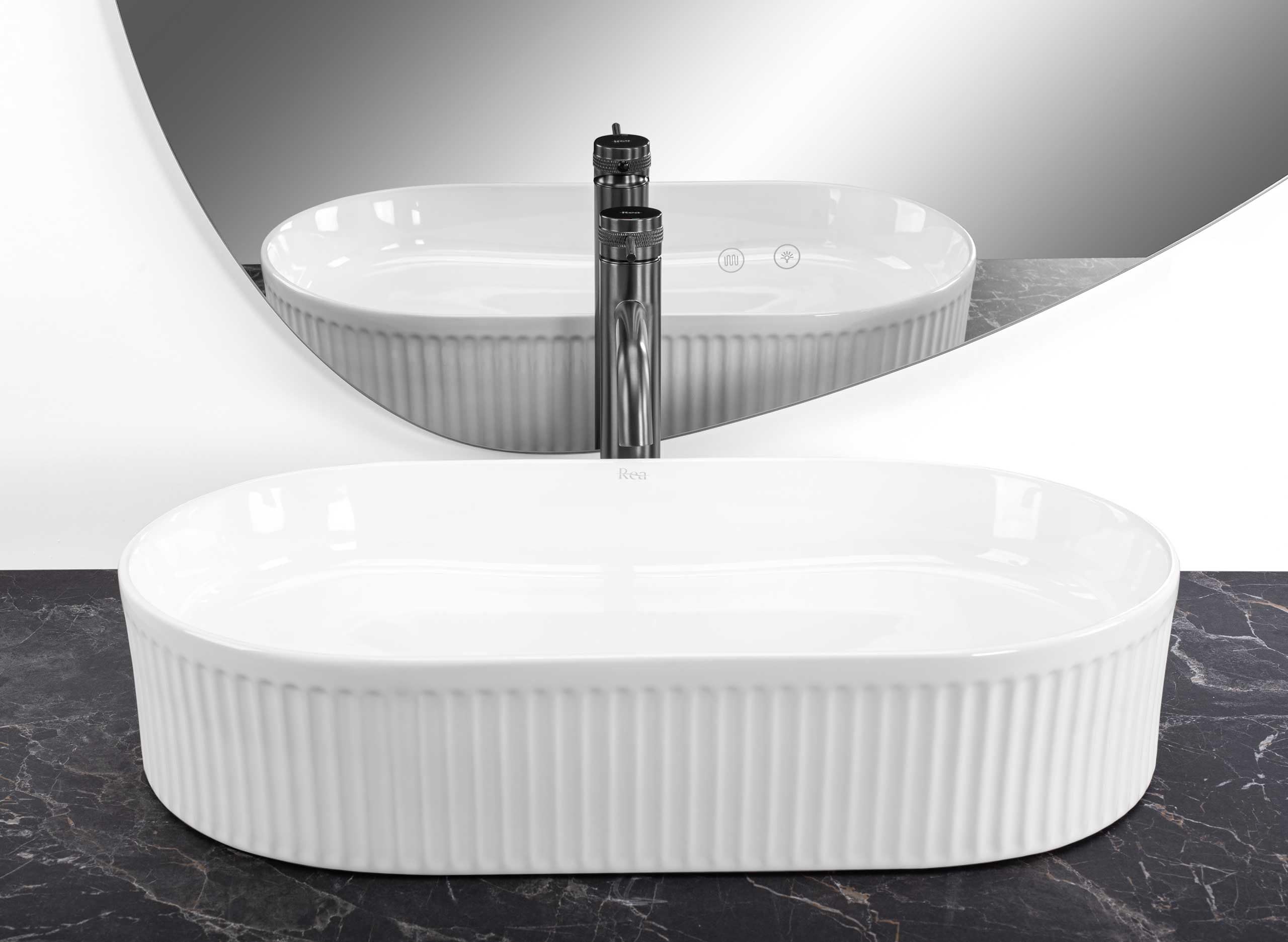 Lavabo Sobre Encimera Rea Vanda 61 Blanco