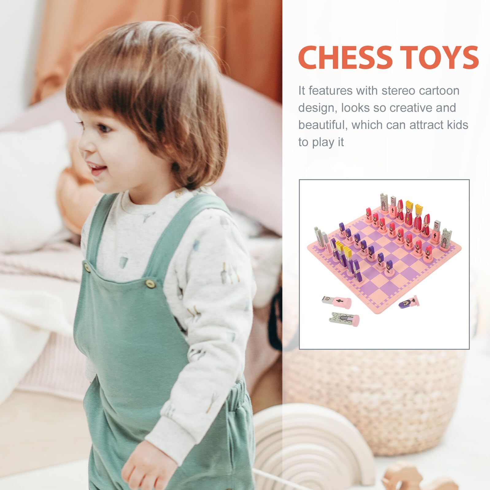 Set di Scacchi in Legno Porpora, , Tavola da Gioco | Lavorazione Accurata, Superficie Liscia, senza Sbavature, per Bambini e Adulti, Tecnologia Unica