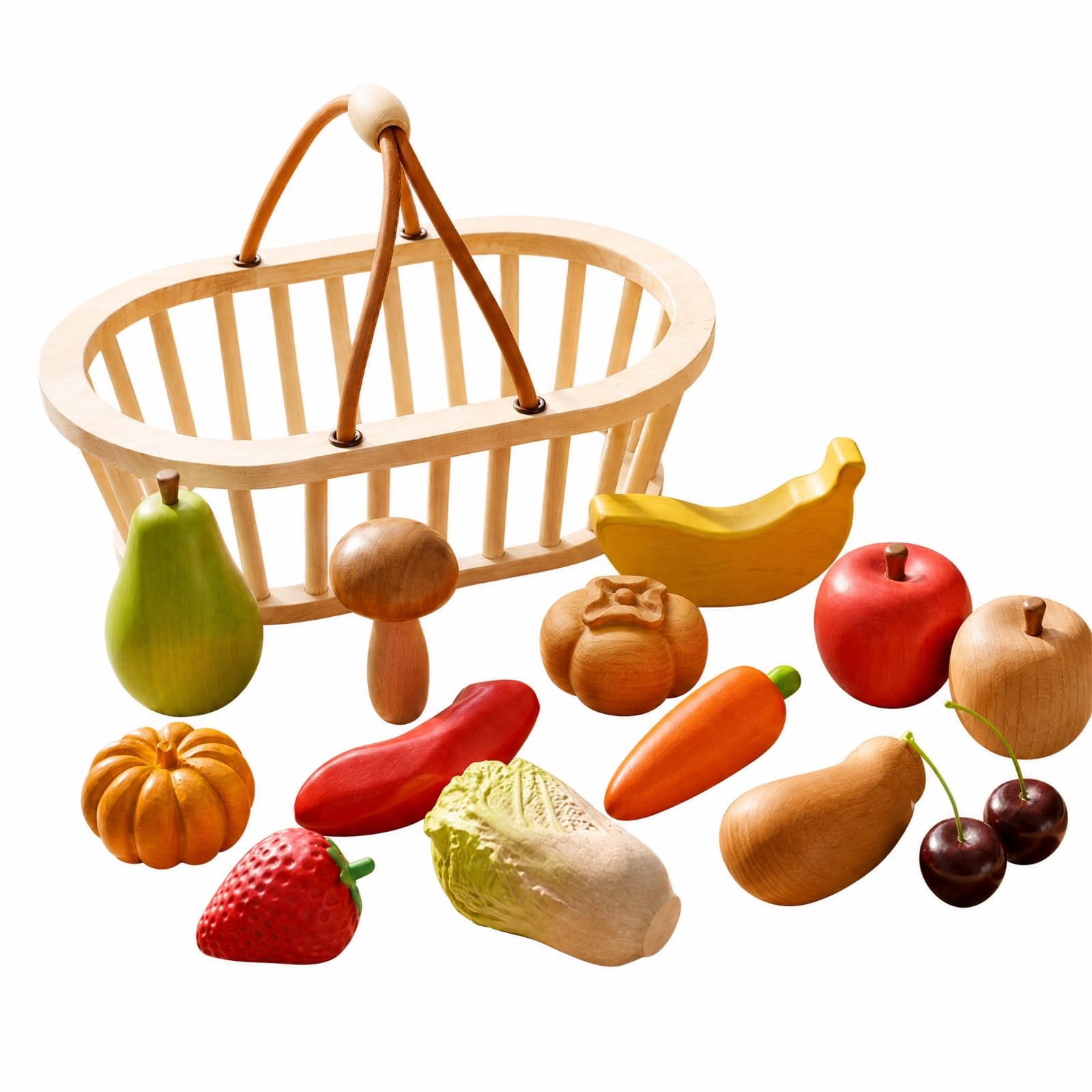 23 Pezzi Giocattolo di Cibo Finto Colorato Set di Alimenti Vegetali in Legno Realistico Accessori Giocattolo per Apprendimento Precoce