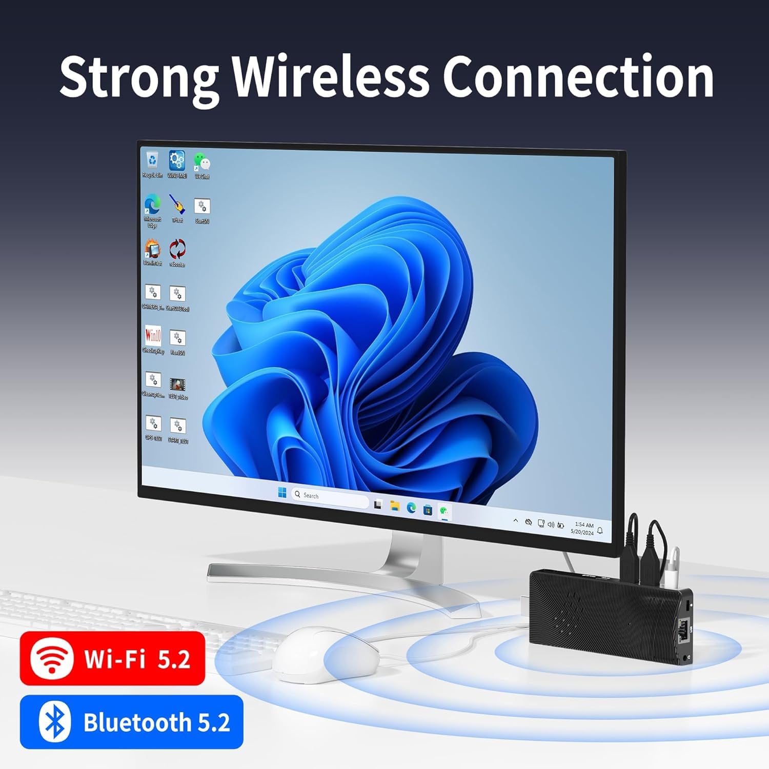 Mini PC Stick Windows 11, 8GB RAM 128GB, Intel J4105 | für Digital Signage, Kassensystem, Auto, Büro | 4K 60Hz, USB-C, Gigabit-LAN, WiFi