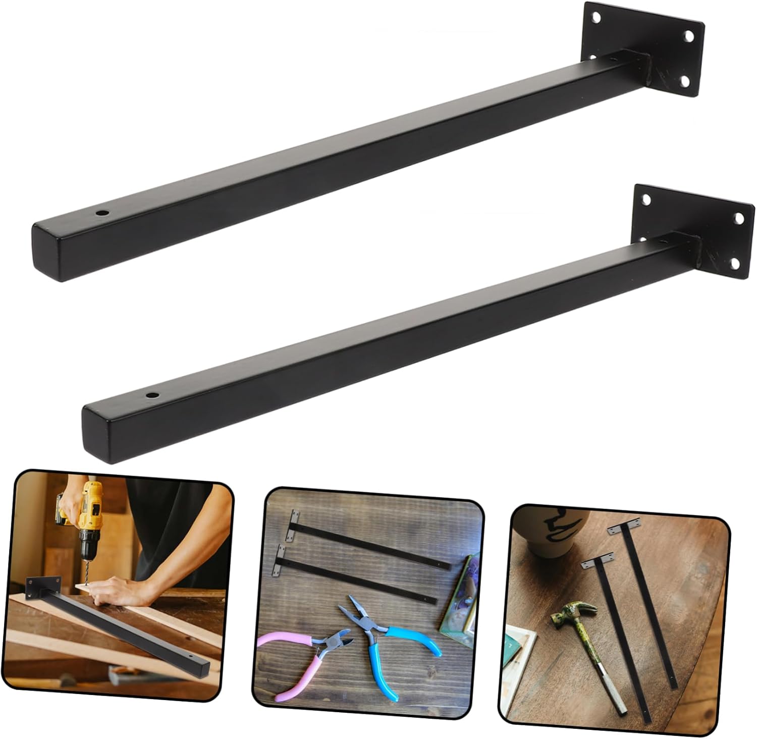 4pcs Heavy Duty Wall Shelf Brackets Black Floating Shelf Brackets Wall Mount for Indoor Outdoor