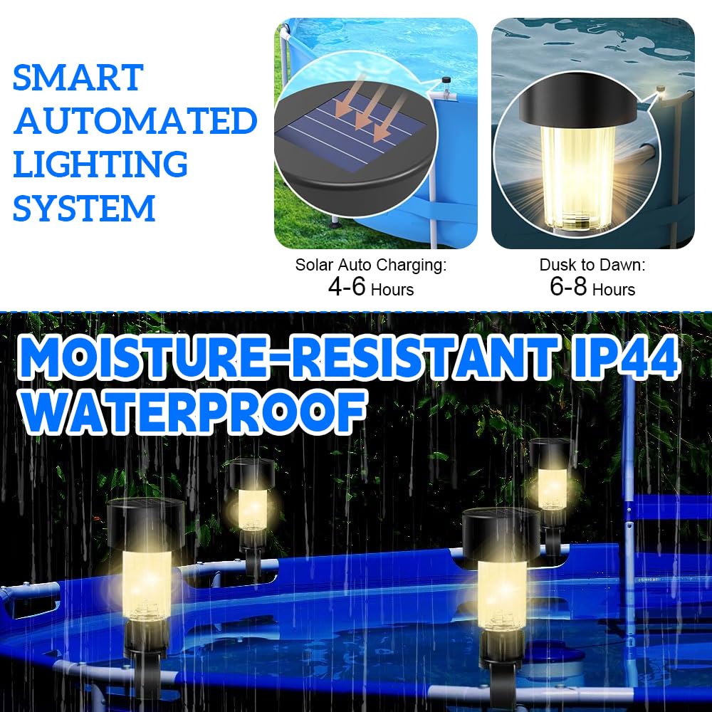 Luces Piscina, 8PCS Lámpara Solar de Jardín, IP65 Impermeable Luces Para Piscina, Luces Solares LED Exterior Jardin,Accesorios de Piscina,para Jardín, Patio, Calzada, Piscina y Camping