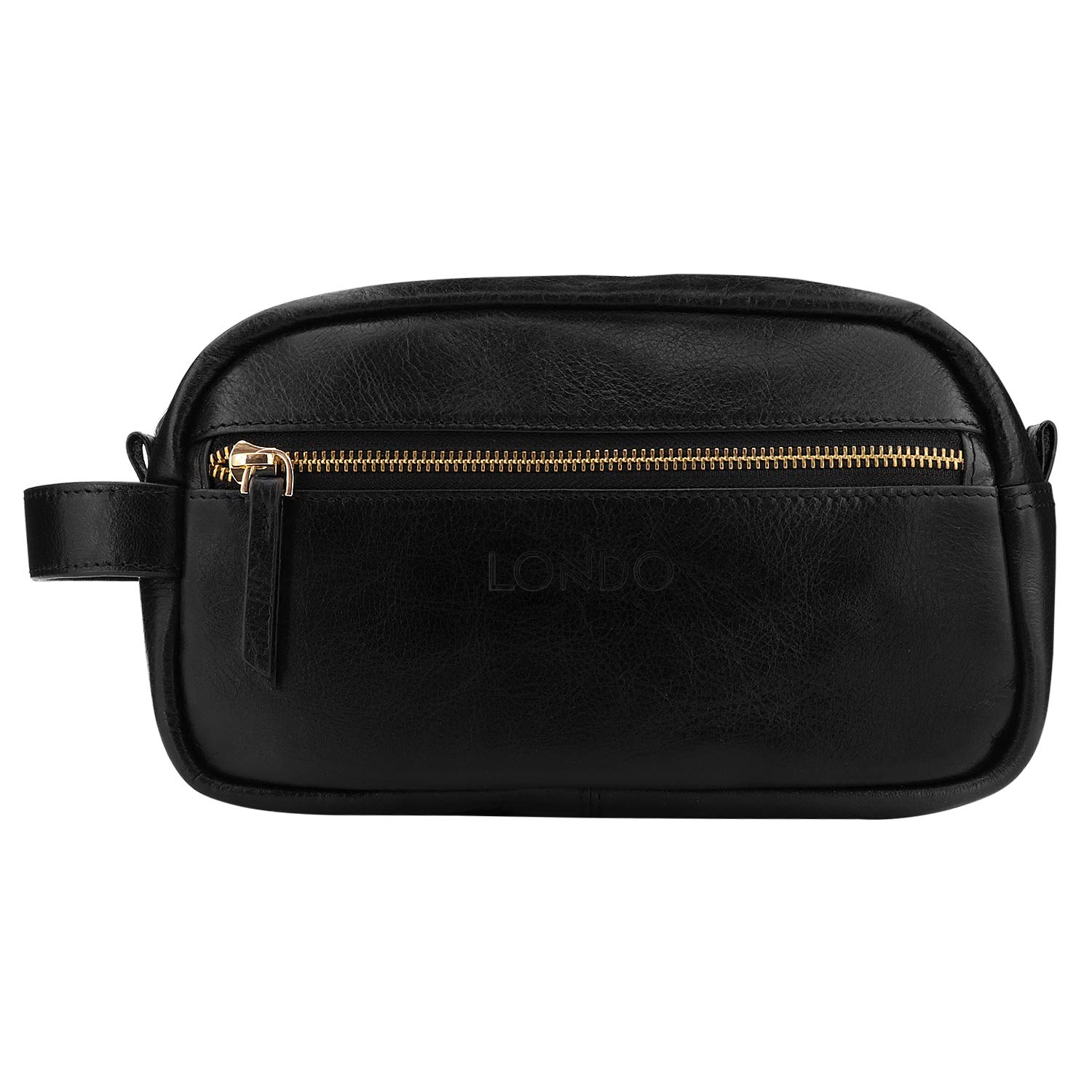Londo - Articles de toilette en cuir véritable Dopp kit, sac de rangement pour organisateur de rasage pour maquillage, étui - Unisexe