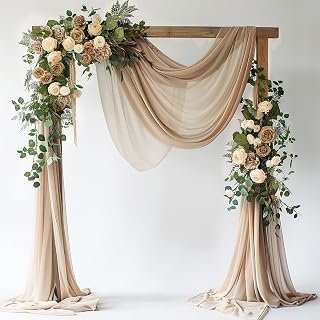 Wokceer Wedding Arch Draping Fabric Nude 28.7" x 20FT Sheer Drapes Backdrop for Ceremony, Birthday Party, Bridal Shower Decoration