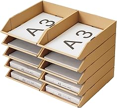 Earth Cardboard ID0262 Cardboard A3 Tray, 5 Tiers, Set of 2, Letter Tray, Document Organization