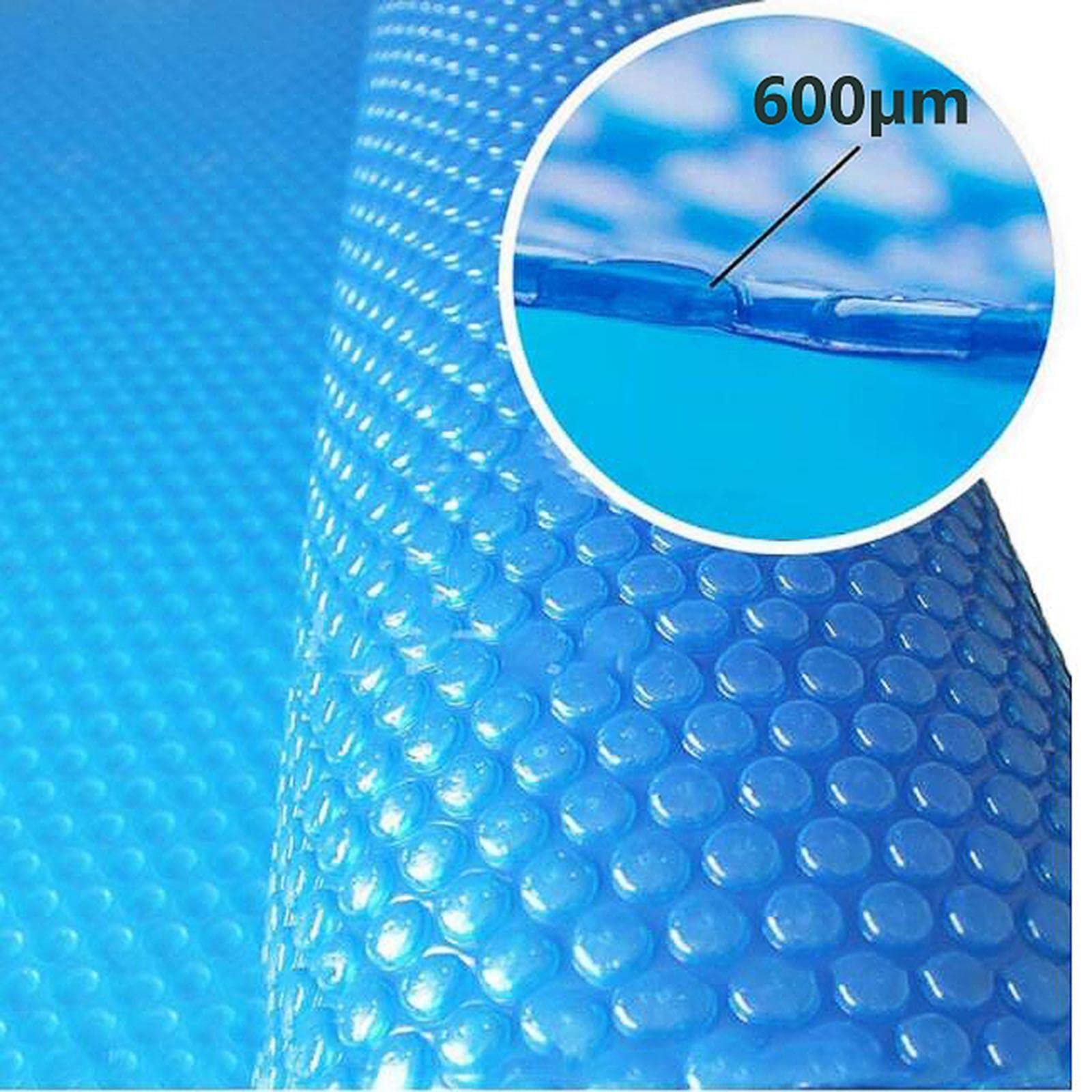Cubierta Solar 600 μm Cubierta de Burbuja de PE Cubierta Solar para Piscina, Azul-500 cm x 600 cm (16 pies × 19 pies)