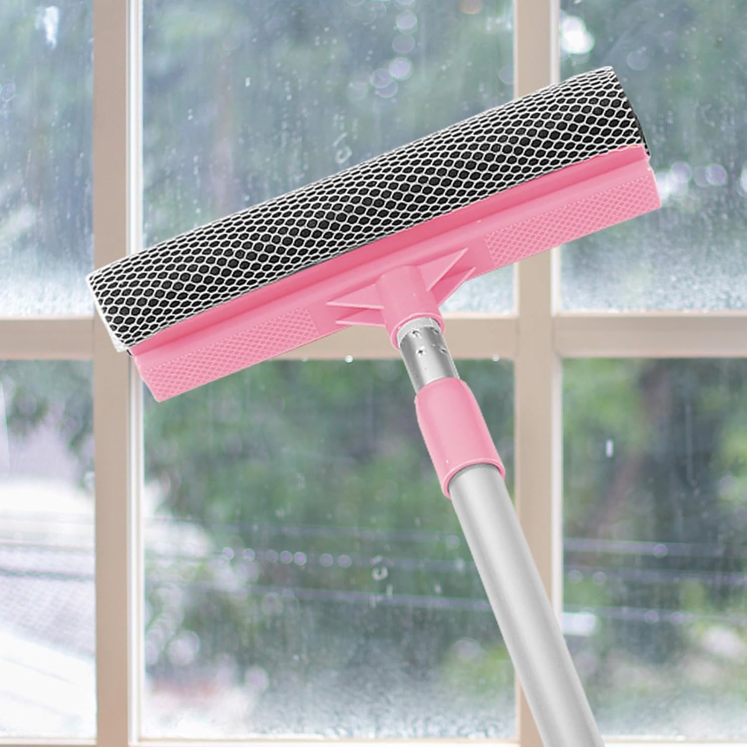 Pink Extendable Glass Cleaner Squeegee Tool with Ergonomic Handle image 4