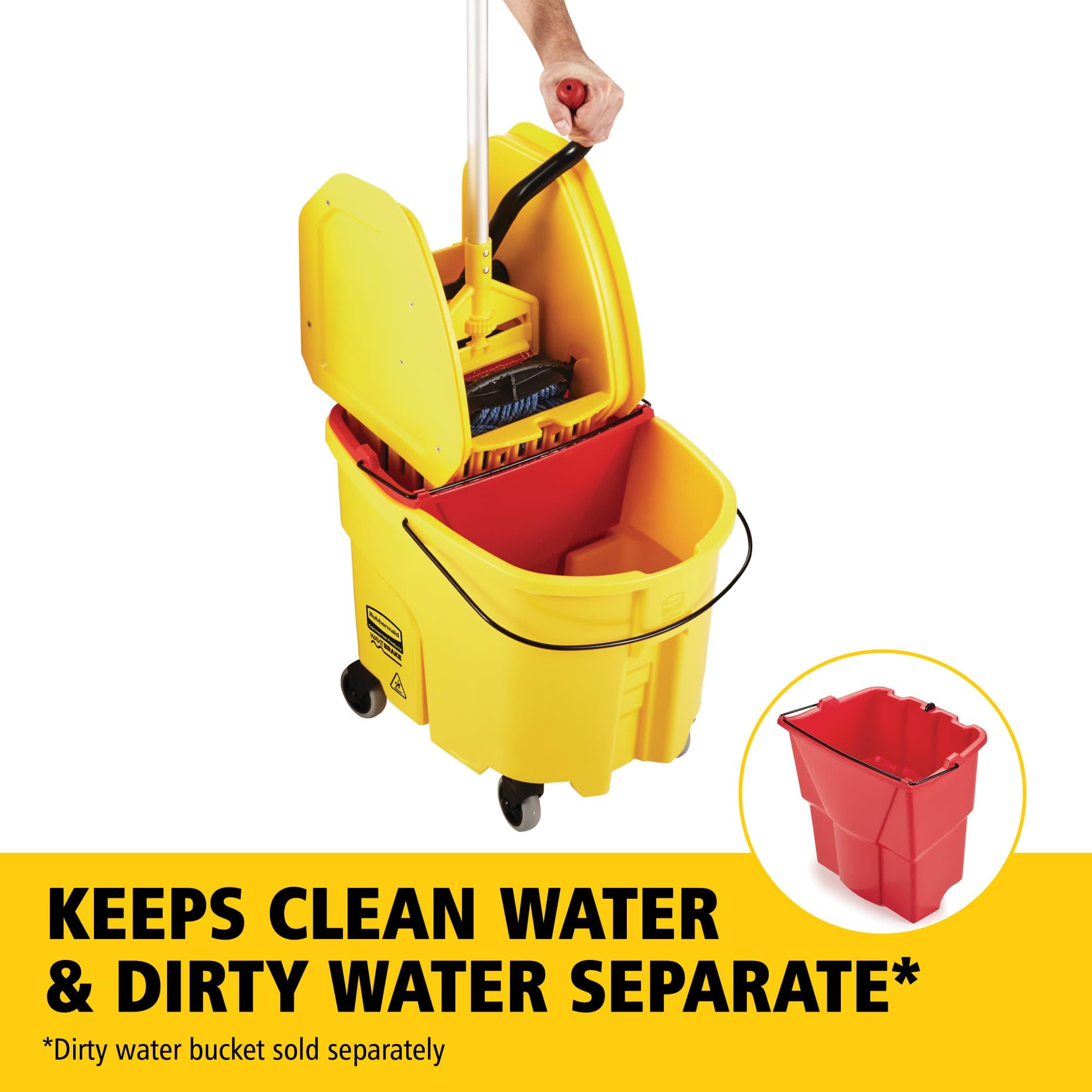 Rubbermaid Commercial Products Commercial Products FG757788YEL Système de Lavage Hautes Performances avec Combo de Presse 33,12 L Wavebrake, Jaune
