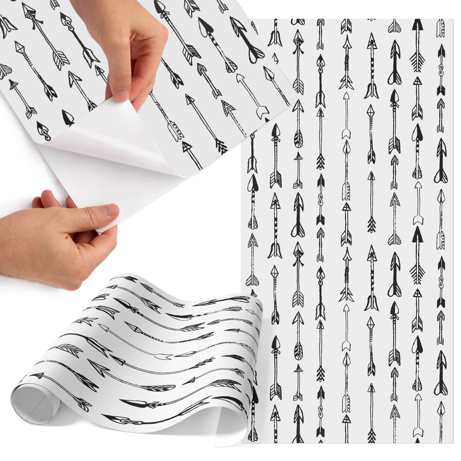 Papel vinilo adhesivo para muebles mate 75x150 cm con diseño de flechas
