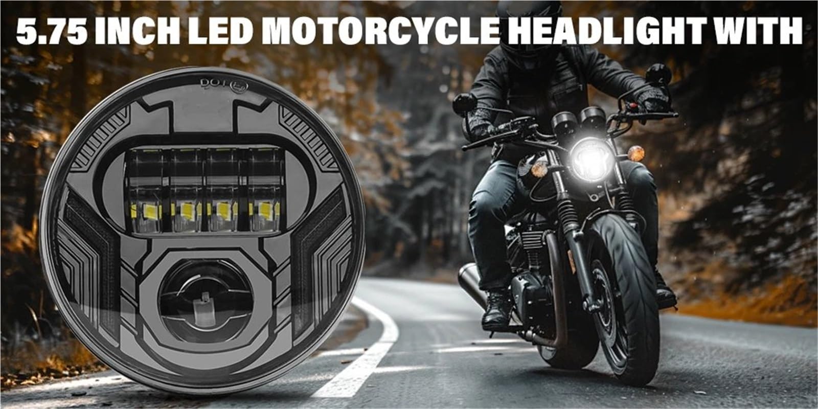 MESKEL Fari Anteriori Moto per Bob per Low per Rider per Iron 883 Etc Faro per Moto Lampada Frontale A LED 5,75 con Halo Bianco DRL Indicatore Direzione Ambra Integrato