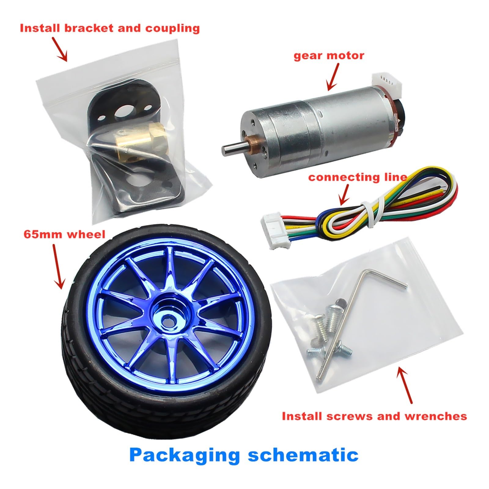 65 mm Robot Car opony faliste, 25-370 enkoder silnik przekładniowy + uchwyt montażowy sprzęgło do samodzielnego wyważania samochodu (DC 12 V 350 RPM i34)