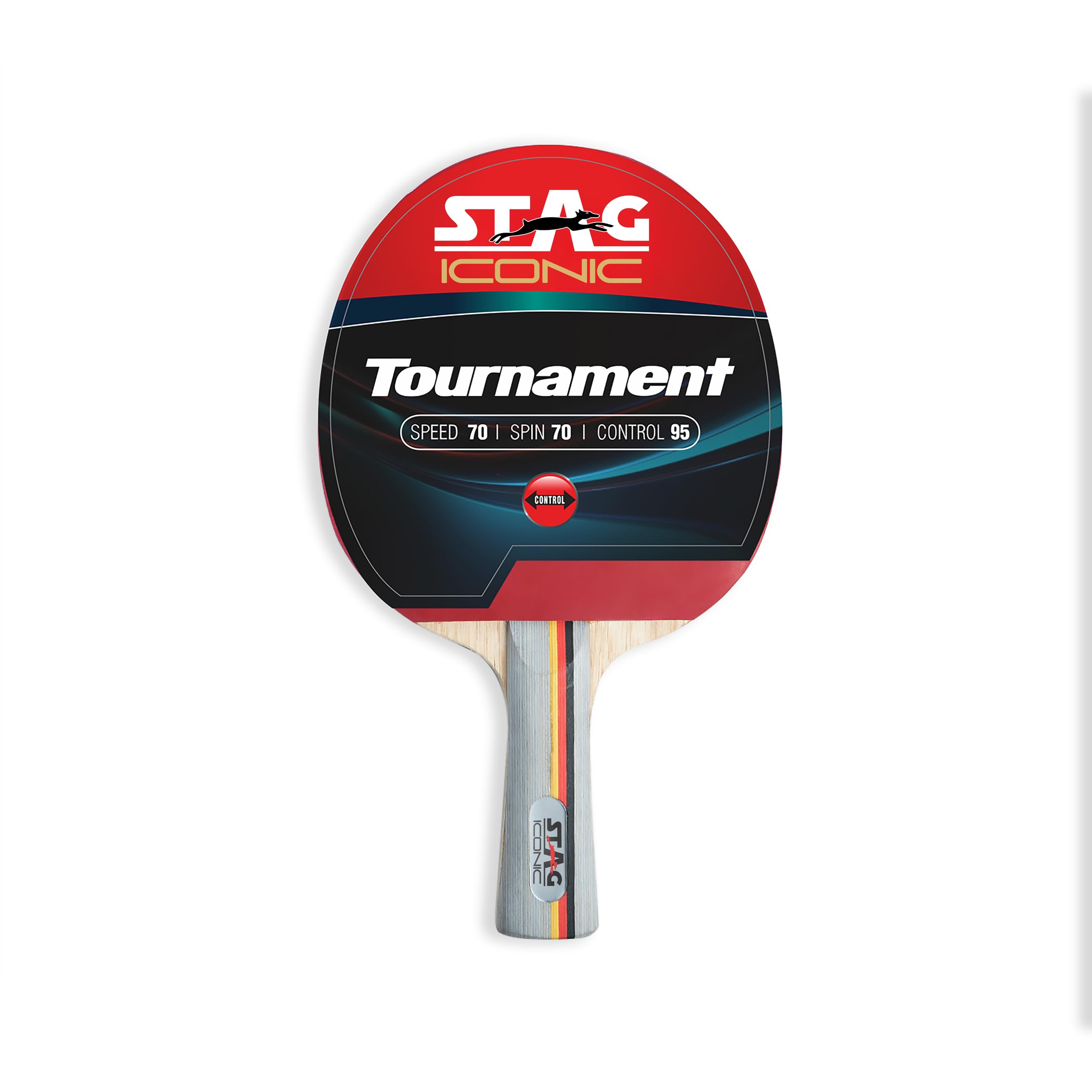 STAG ICONIC Tournament Table Tennis (T.T) Racket for Beginner | Advanced TT Racquets| Grip Designed Comfortable Wooden Table Tennis Bat | 6-Ply Plywood Blade | Black/Red