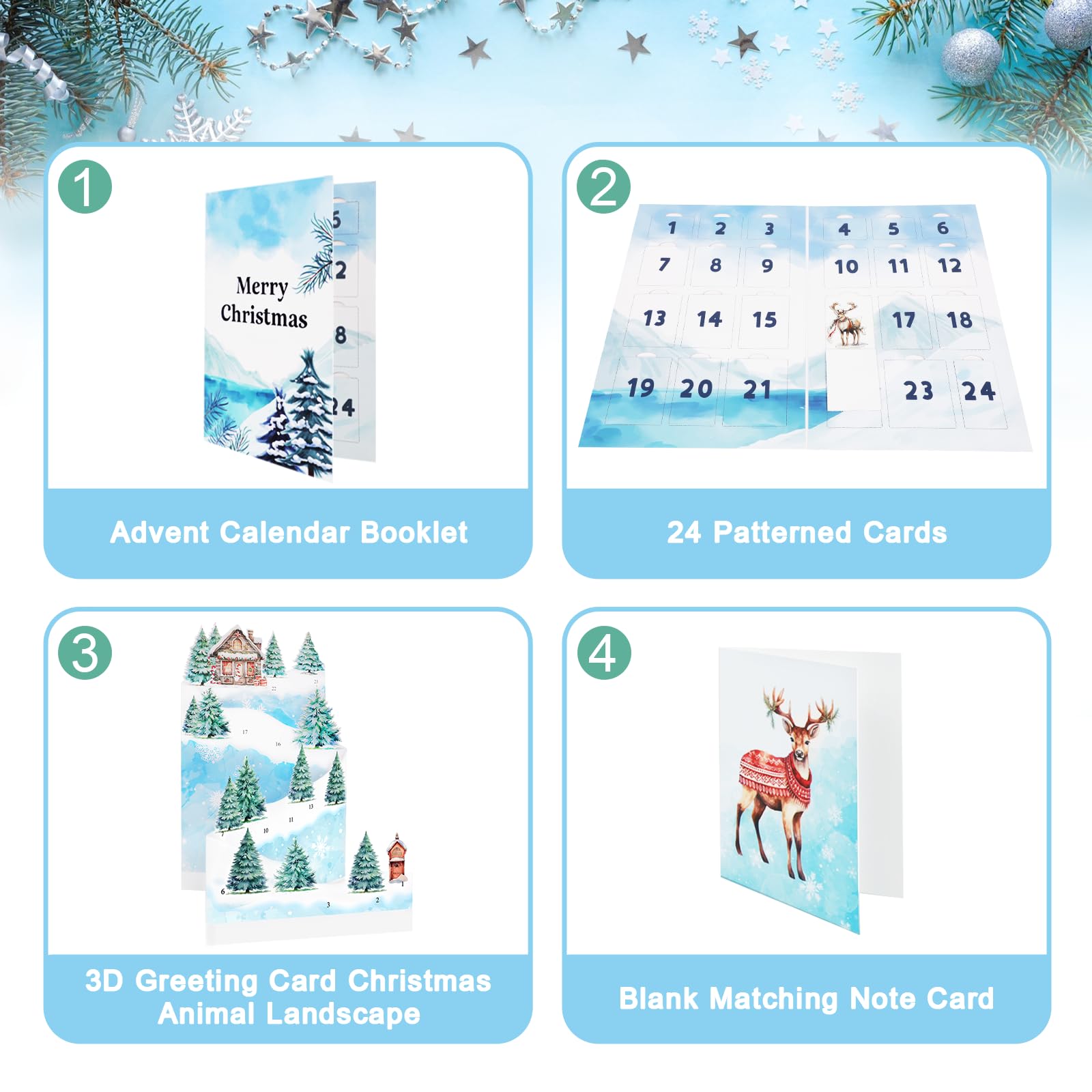 WUQNGI Adventskalender 2025 – 3D Pop-up Weihnachtskarte Mit Countdown-Heft Für Kinder & Familie