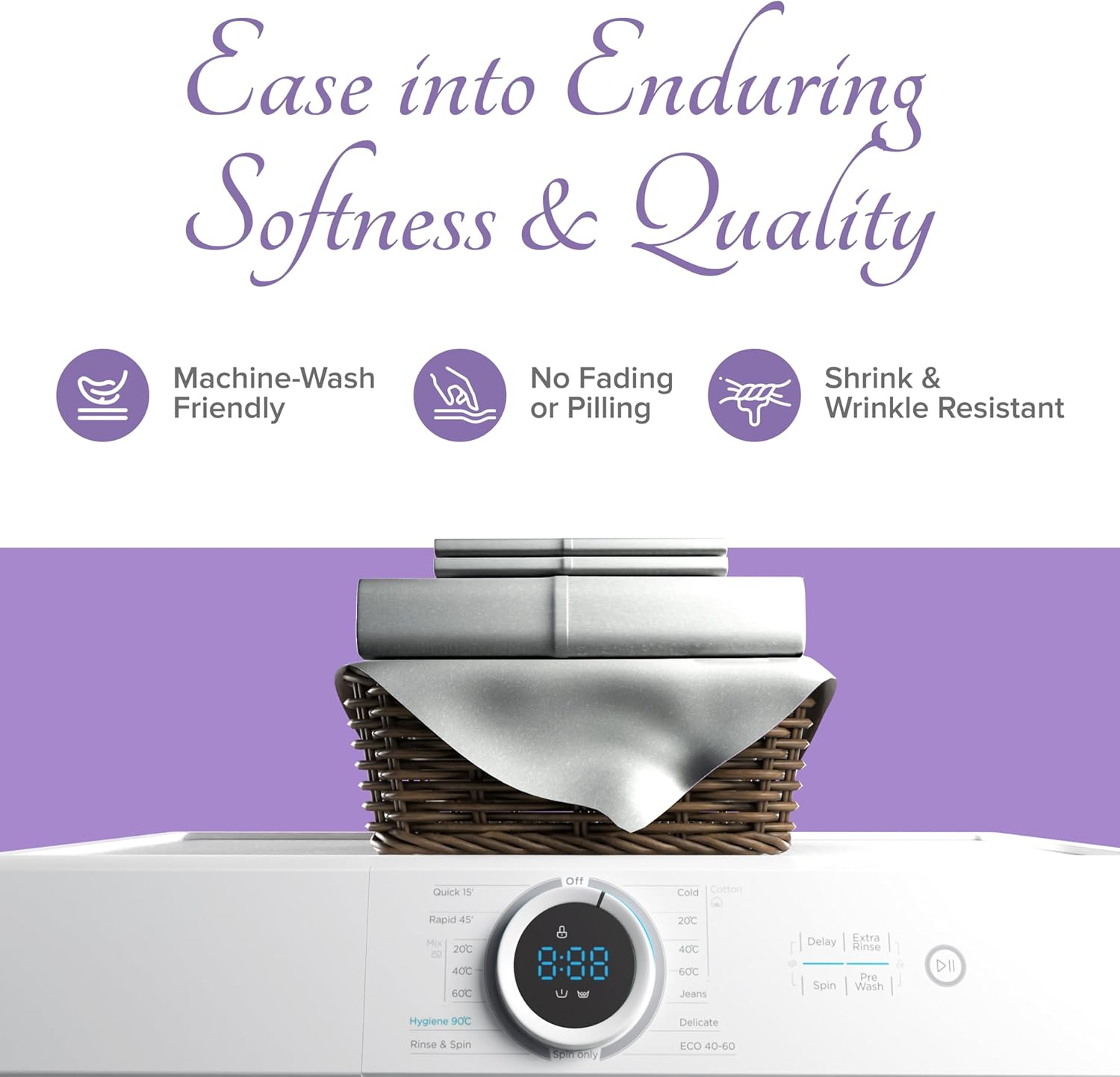 Carressa Linen 100% Egyptian Cotton Duvet Cover King Size - 600 Thread Count 3 PC Duvet Cover Set, Extra Long Staple Egyptian Cotton Quilt Cover, Soft, Breathable with Hidden Zipper Closure - Silver - Image 6