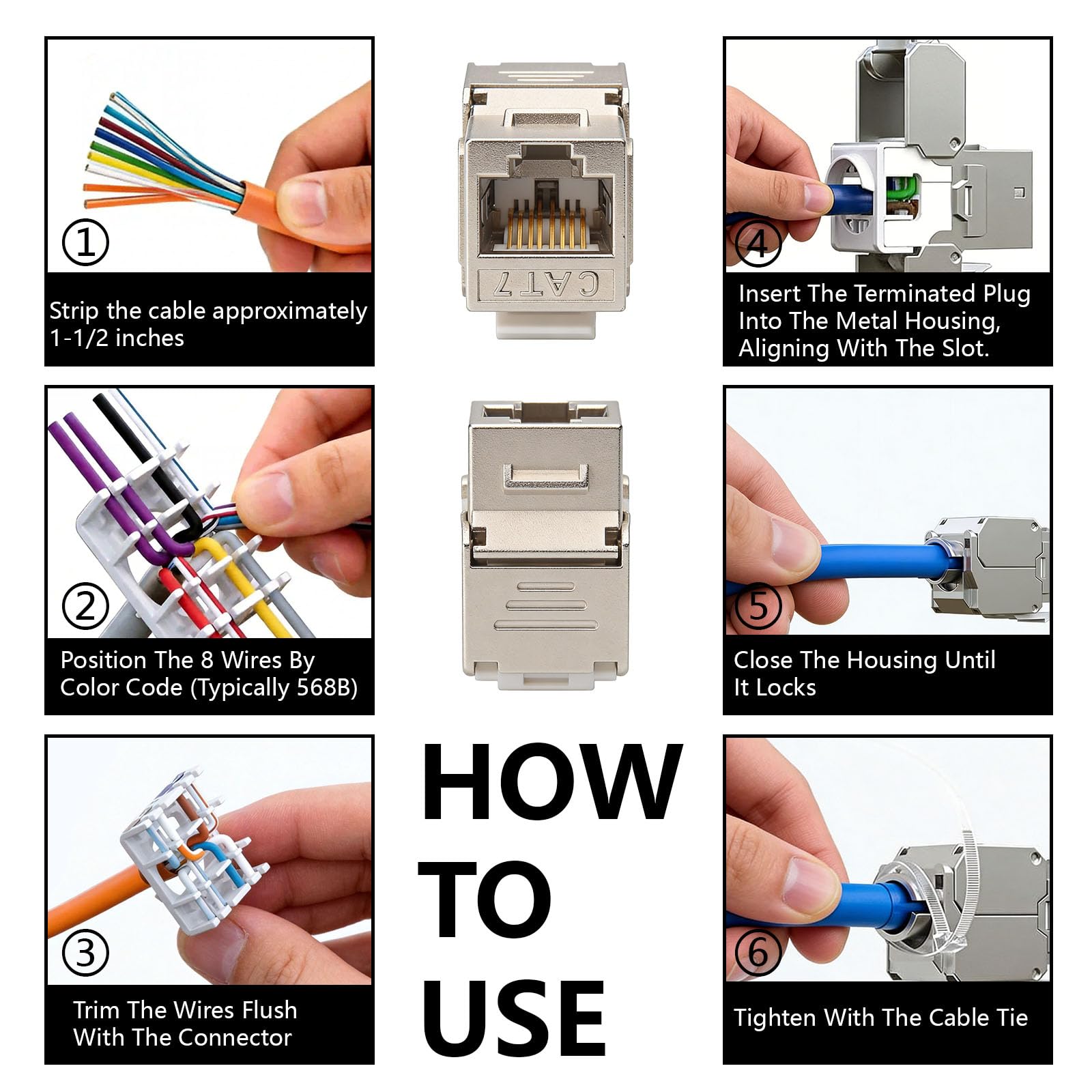 natynkowa puszka sieciowa, skrzynka przyłączeniowa 1 port wraz z 2 x pozłacanymi modułami RJ45 i 2 ekranowanymi puszkami natynkowymi 10 Gbit/s puszka natynkowa zestaw CAT7 RJ45 Keystone Jack do sieci