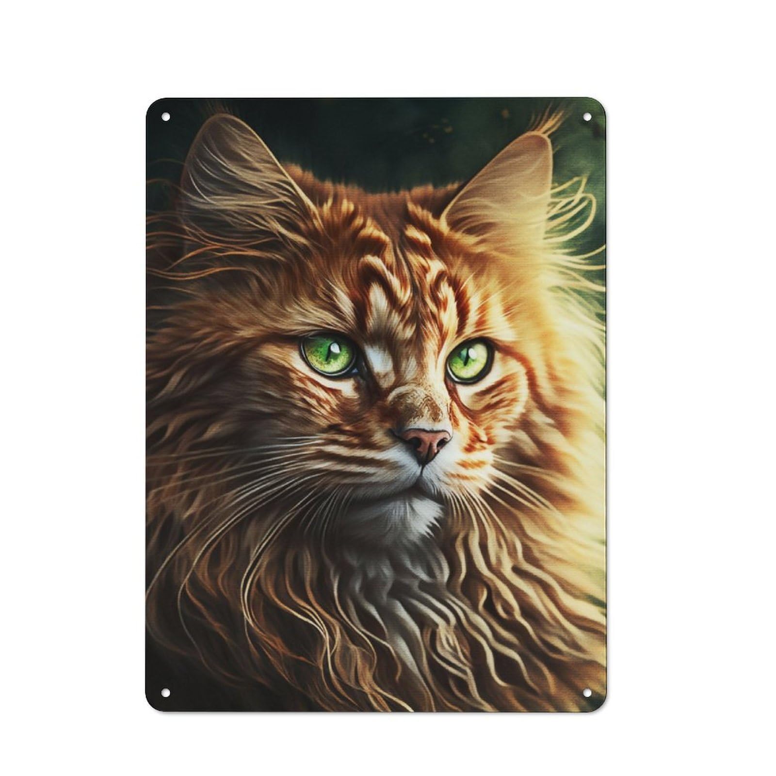 Junmoney Forest Cat Portrait Retro-Style Tin Sign 40X30cm For Dining Room Or Kitchen, For Kitchen Wall Decor Lovers