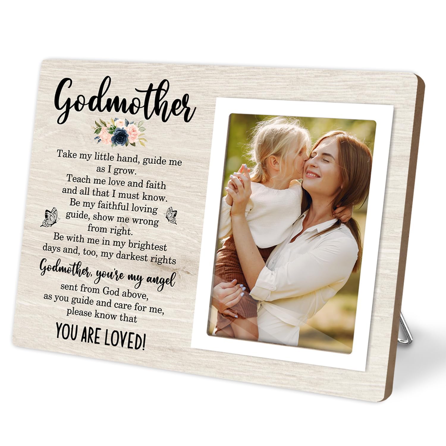 Godparents Gift, Godparents Appreciation Gift Picture Frame, to My Godparents Gift Godparent for Birthday, Christmas Gifts, Wooden Photo Frame fits 4x6 Photo-You Are Loved