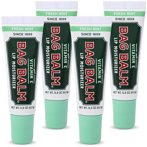 Vermont's Original Bag Balm - Bálsamo labial hidratante con vitamina E, paquete de 4 tubos de 0.3 onzas (paquete de 4, menta fresca)