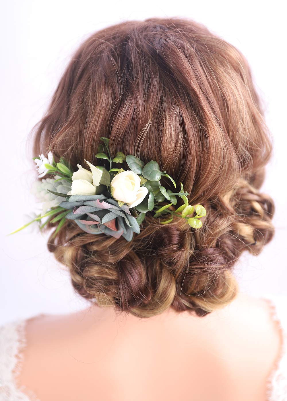 Kercisbeauty Dusty Blue Wedding Floral Hair Comb Navy Blue Headband for Brides Garden Wedding Bridal Bridesmaide Headpiece Girl Prom Hair Dress - Image 3