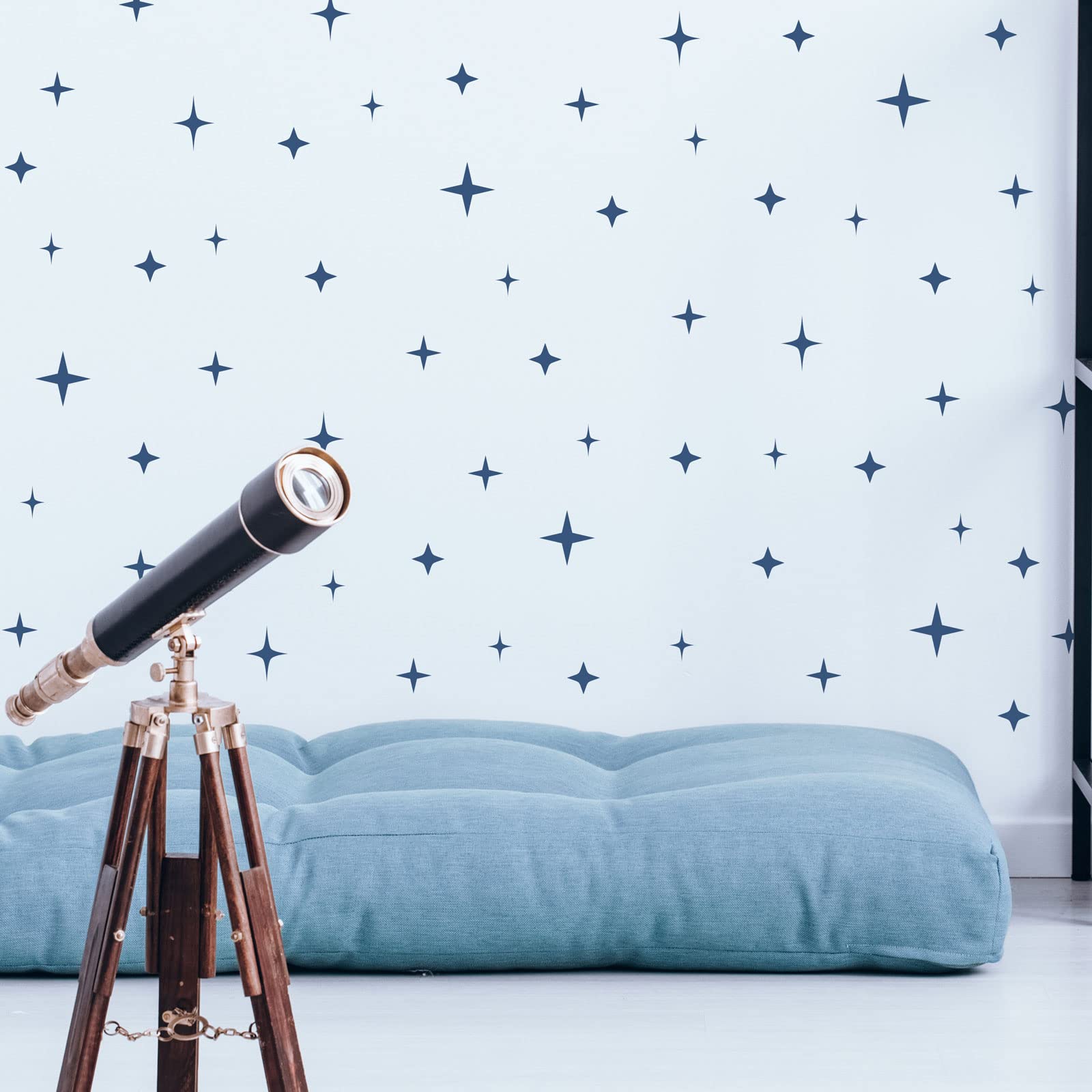 Stickerscape Star Wall Stickers (Mixed - 1 Sheet - Navy) | Space Wall Stickers for a Night Time Themed Bedroom or Nursery | Easy to Apply, Cleanly Removable