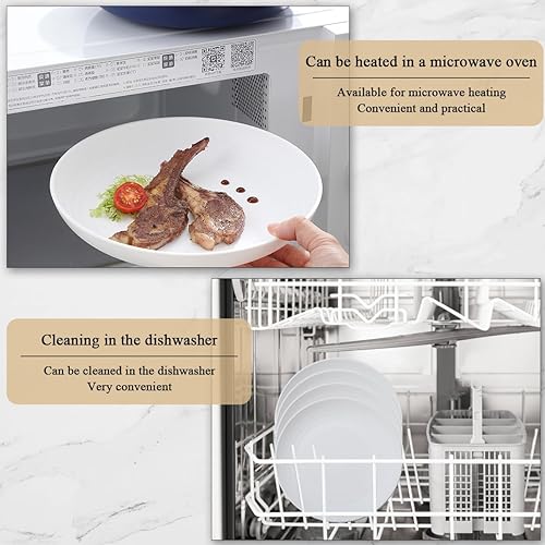 Miniatura 7 de Kyraton Platos grandes de plástico profundo, 8 piezas, platos llanos de 9 pulgadas, platos ligeros irrompibles y reutilizables, para pasta y bola de